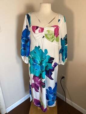 Maeve Anthropologie Watercolor Floral Open Back Midi Dress